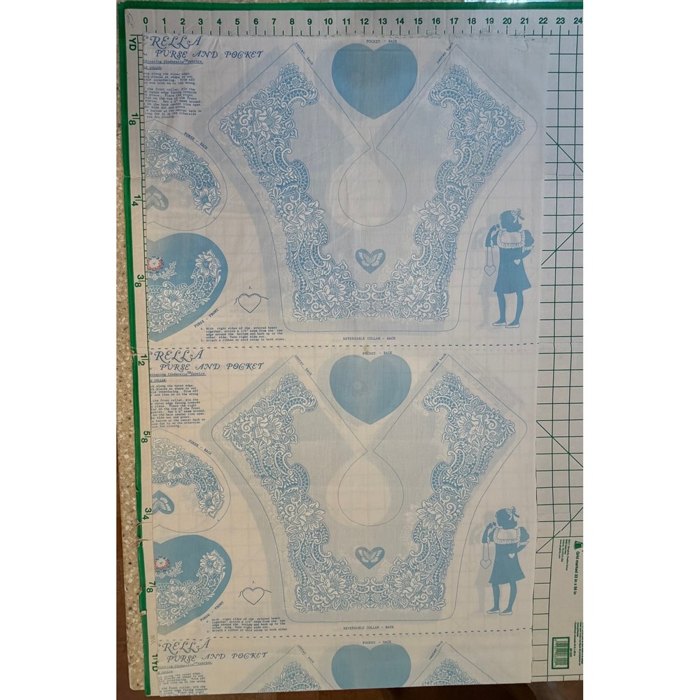 Cinderella Fabric Panel Collar Purse Pattern 7982 Blue White Vintage Springs Ind
